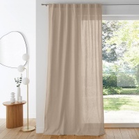 Штора 100 хлопок с отделкой потайными клапанами Scnario 180 x 135 см бежевый LA REDOUTE INTERIEURS  фото, kupilegko.ru